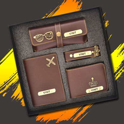 4in1 Men's Wallet Gift Set| Personalized Complete Leather Combo For Men
