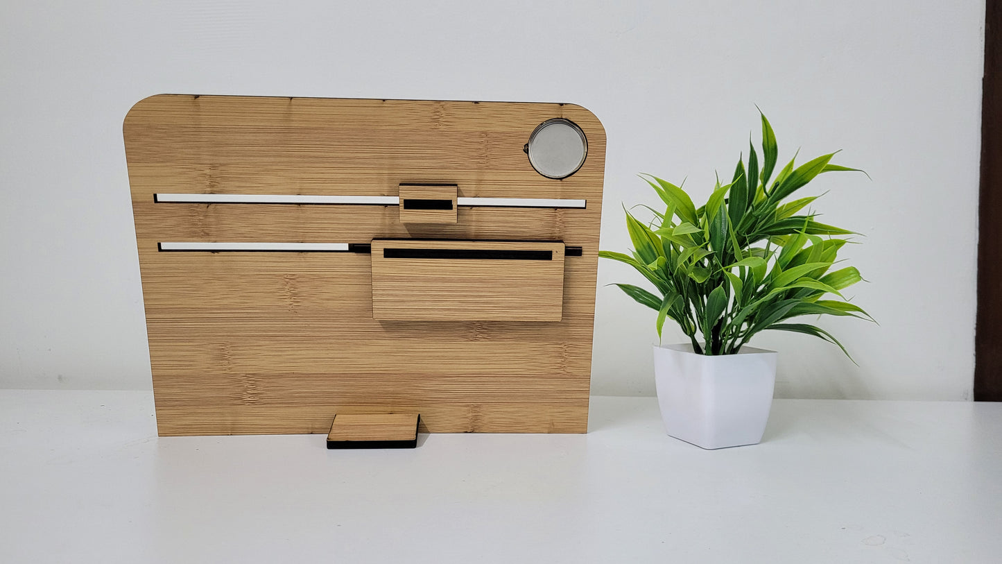 Premium Wooden Perpetual Desk Calendar with Clock | Reusable Office Table Calendar & Corporate Gift