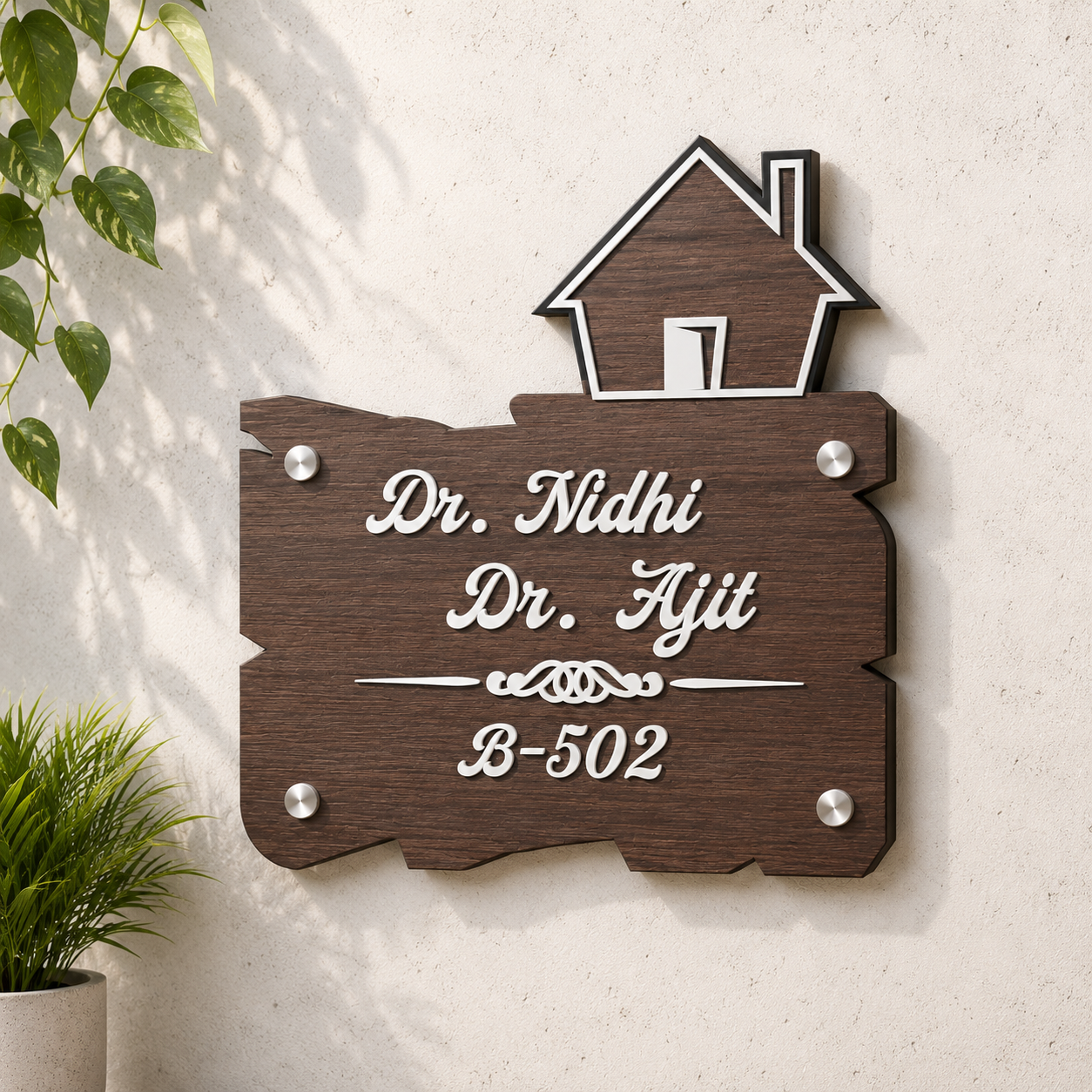 Premium Acrylic House Name Plate | Modern Custom Home & Office Name Board with Gold Finish | Personalized Door Sign | TPC 08