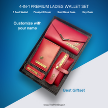 4in1 Ladies Wallet Gift Set| Personalized Complete Leather Combo For Women's