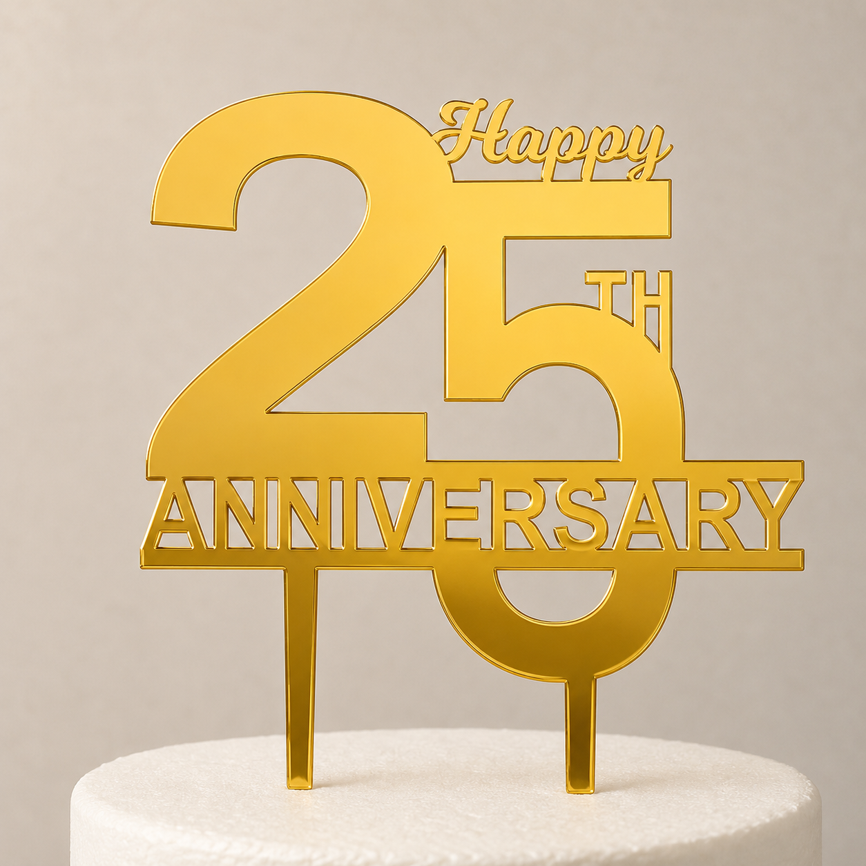 25th Anniversary Cake Topper – Gold Mirror Acrylic