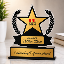 The Print Snap Premium Personalized Trophy | Custom Corporate Award | Employee Recognition Award | Acrylic & Wooden Trophy | PT-003
