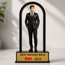 The Print Snap Premium Personalized Trophy | Custom Corporate Award | Employee Recognition Award | Best Dressed Male | Acrylic & Wooden Trophy | PT-007