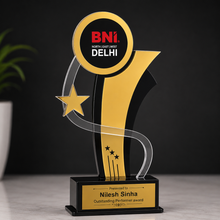 The Print Snap Premium Personalized Trophy | Custom Corporate Award | Employee Recognition Award | Acrylic & Wooden Trophy | PT-010