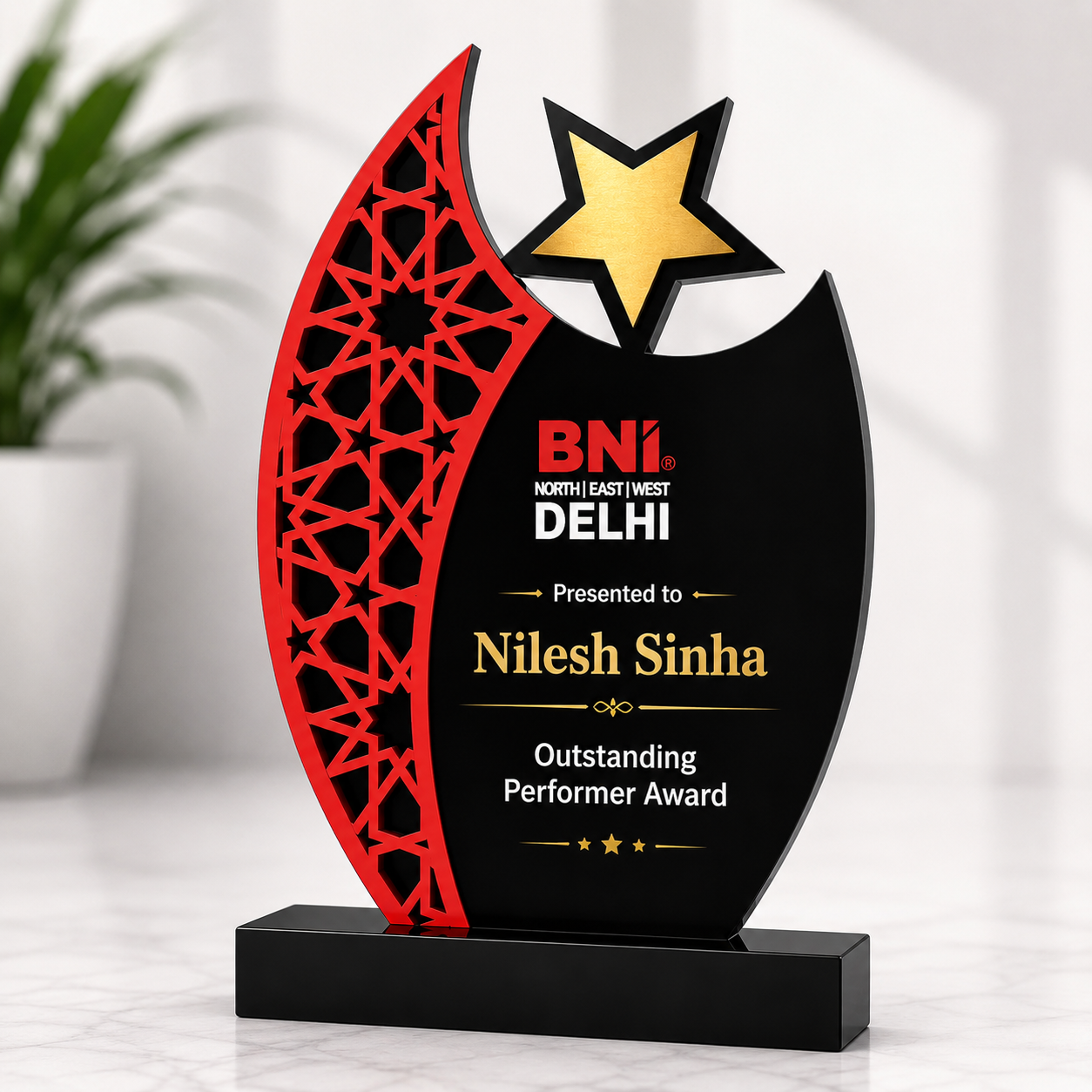 The Print Snap Premium Personalized Trophy | Custom Corporate Award | Employee Recognition Award | Acrylic & Wooden Trophy | PT-001