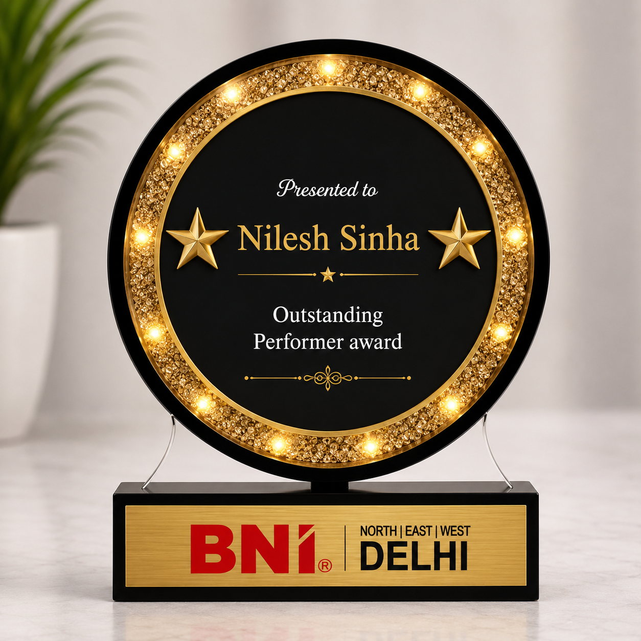 The Print Snap Premium Personalized Trophy | Custom Corporate Award | Employee Recognition Award | Acrylic & Wooden Trophy | PT-002