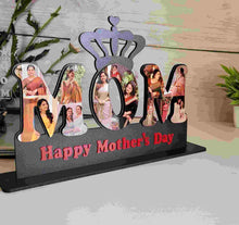 Personalized MOM photo frame with crown design featuring custom photos and "Happy Mother’s Day" message – unique Mother's Day gift idea