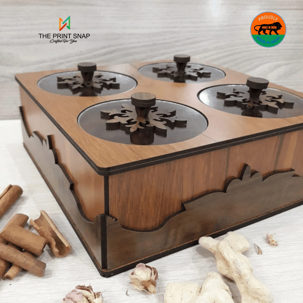 Corporate Gift - Dry Fruit Box | Premium Corporate Gift | Handcrafted | Custom Branding | 4 Compartment Box