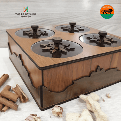 Corporate Gift - Dry Fruit Box | Premium Corporate Gift | Handcrafted | Custom Branding | 4 Compartment Box