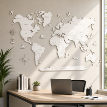 3D Wooden World Map Wall Decor
