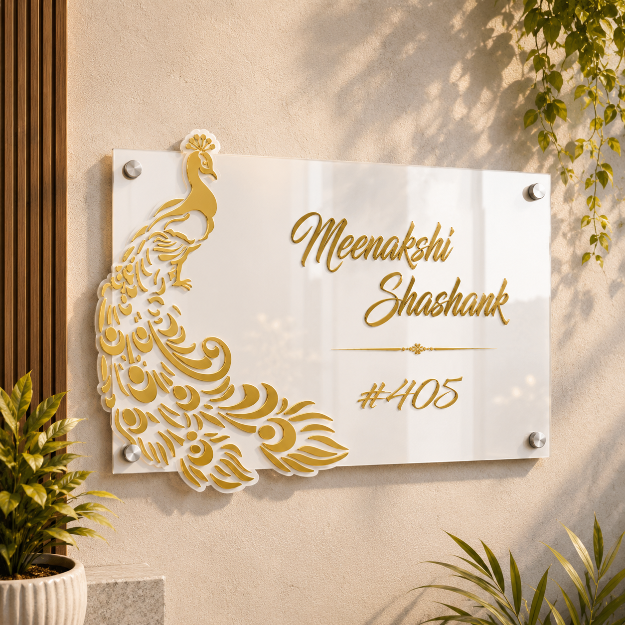 Premium Acrylic House Name Plate | Modern Custom Home & Office Name Board with Gold Finish | Personalized Door Sign | TPC 08 (Copy)
