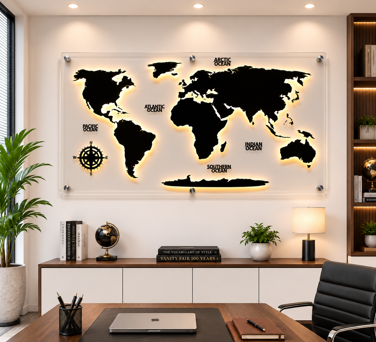 Premium Acrylic LED World Map Wall Decor for Home & Office