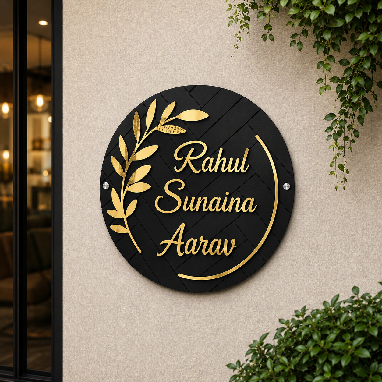 Premium Acrylic House Name Plate | Modern Custom Home & Office Name Board with Gold Finish | Personalized Door Sign | TPC 02