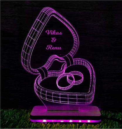 Couple Ring & Box - 3D Illusion Lamp | Happy Anniversary
