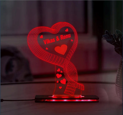 Love Heart - 3D Illusion Lamp | Happy Anniversary