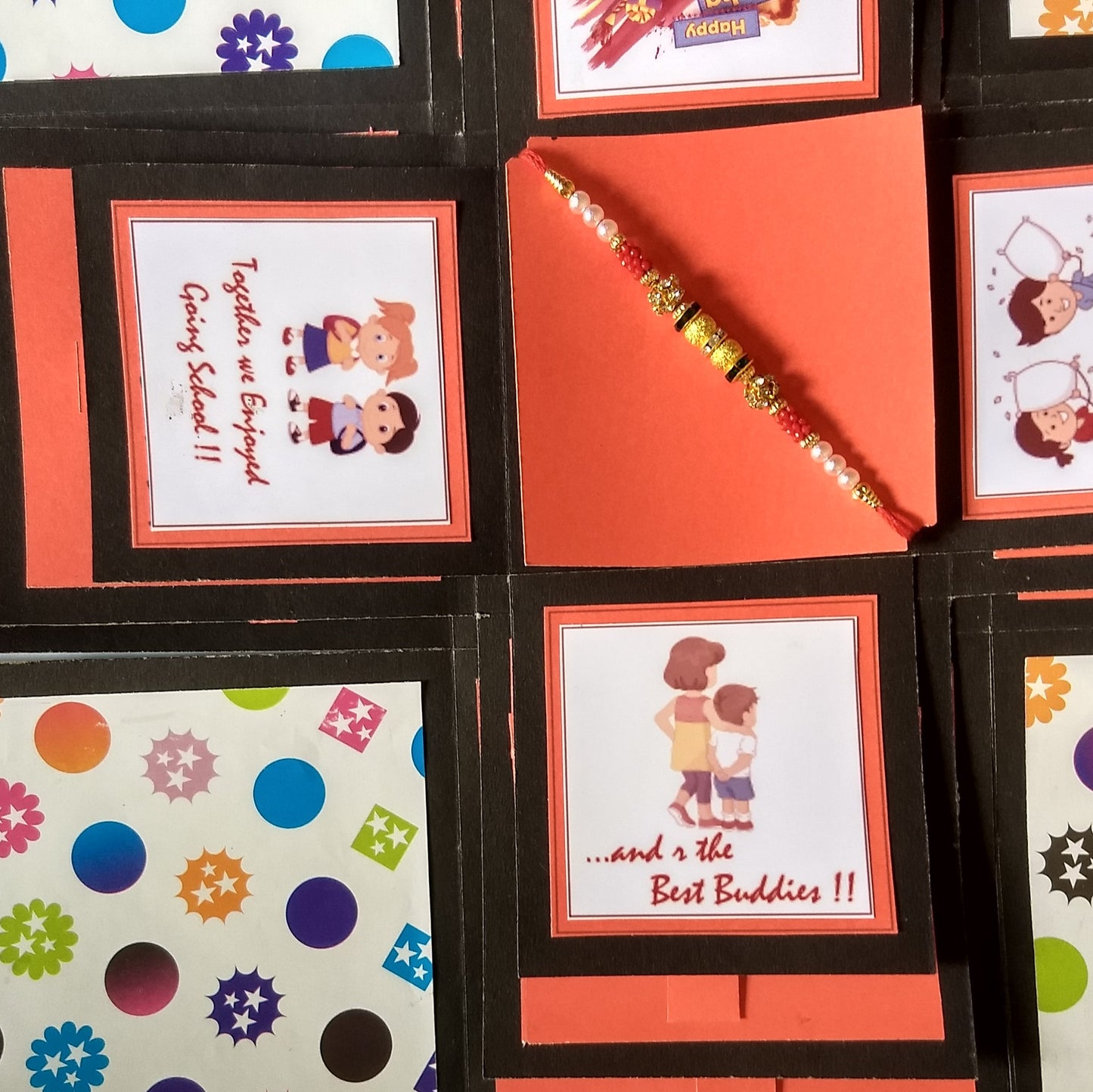 Rakhi Explosion Box | 8 Photo & 8 Message Card with Chocolate