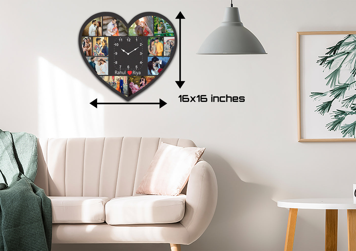 Designer Heart Wall Clock  | 12 Photo Clock | PC 15