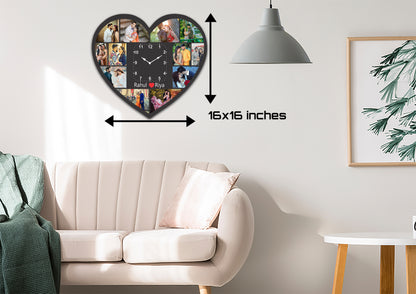 Designer Heart Wall Clock  | 12 Photo Clock | PC 15